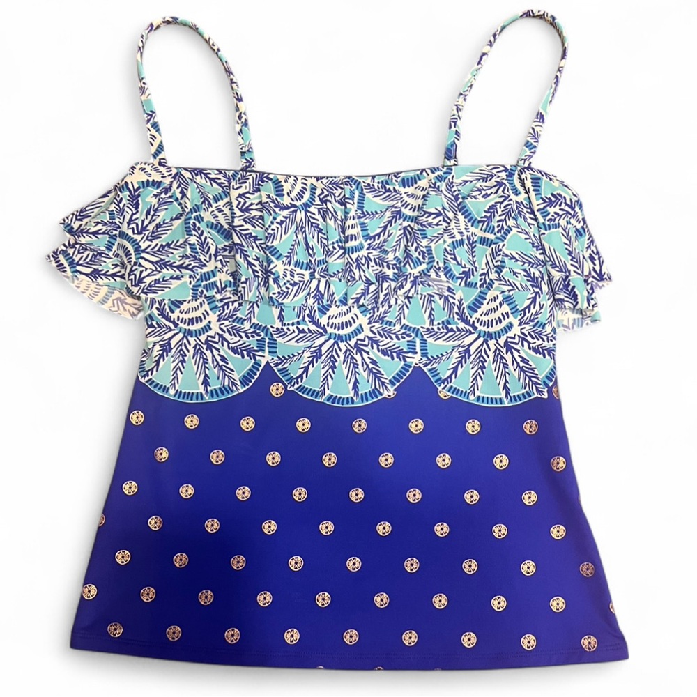 Lilly Pulitzer VEUC Belize gold & Blue Tankini SIZE 10